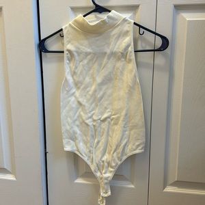 Unknown Brand Cream Mock Neck BodySuit